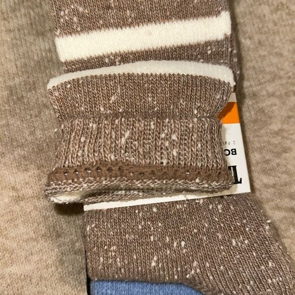 Timberland Ivory Speck BrownβBlue W6.5-9.5 Super Soft Knit Boot Socks Pack of 2 - Picture 5 of 9